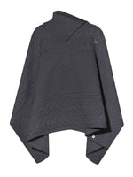 Cable-Knit Asymmetric Collar Cape Top