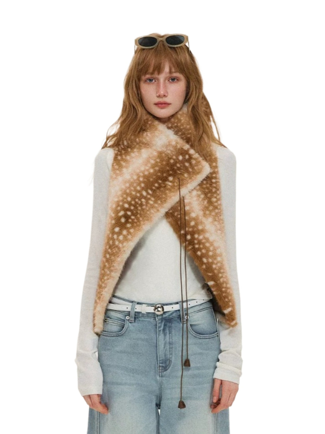 Vintage Tie Front Faux Fur Vest