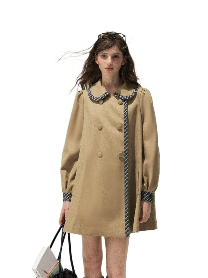 Plaid Peter Pan Trench Coat