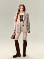 Coffee-Colored Suit Jacket & Skirt Set