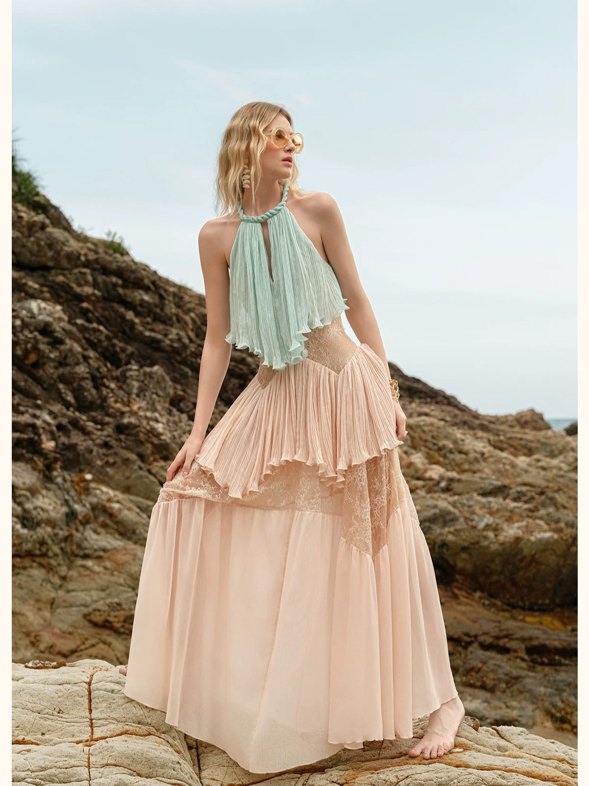 Laguna Lace Halter Maxi Dress