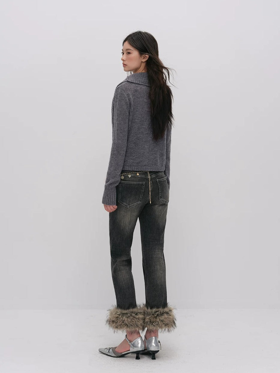 Layered Collar Knit Cardigan