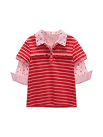 Striped Layered Collegiate Polo T-Shirt
