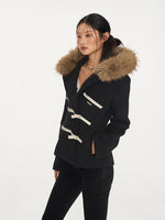 Black & Oatmeal Wool Toggle Coat