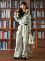 Bear Print Hooded Zip Jacket