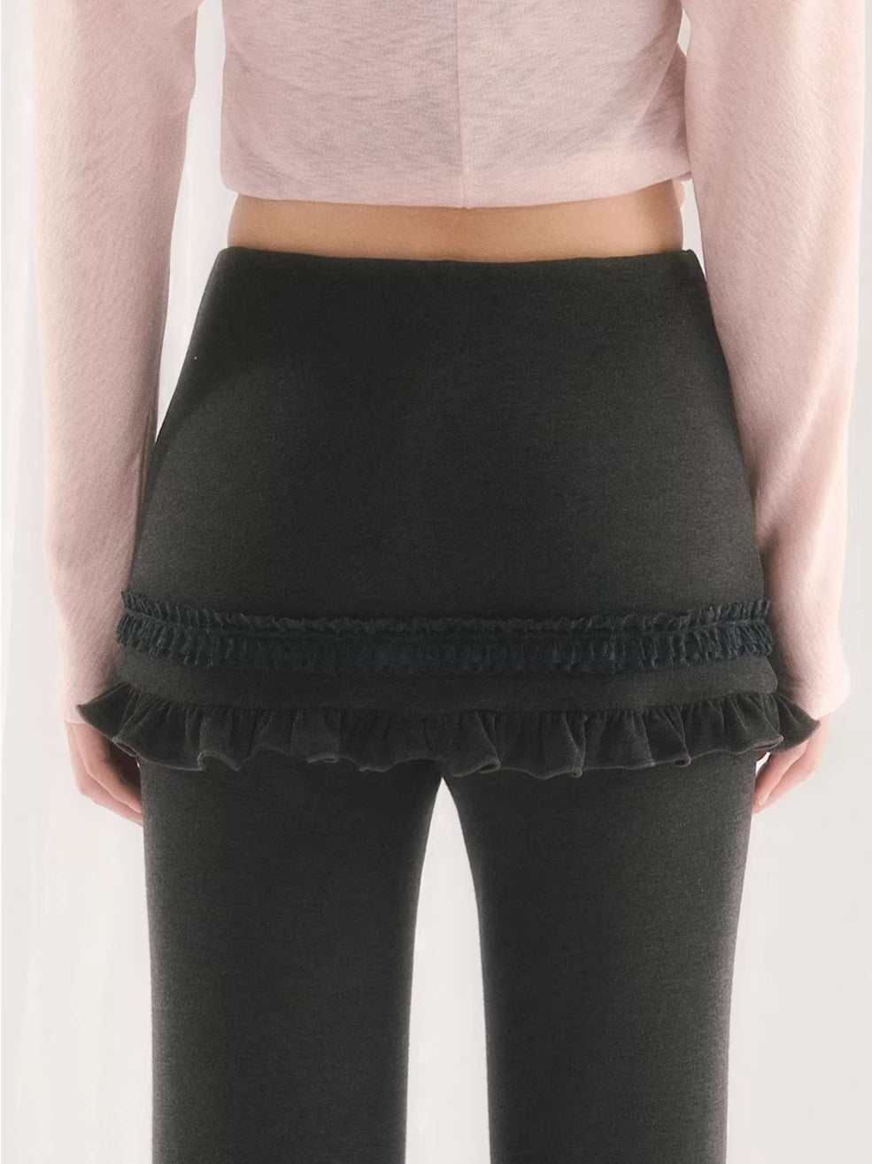 Gray Layered Flare Pants