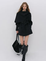 Modern Cape Scarf Wool Coat