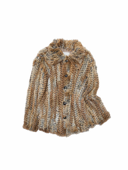 Rabbit Fur Woven Shirt Coat