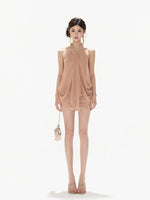 Halter Ruched Mini Dress