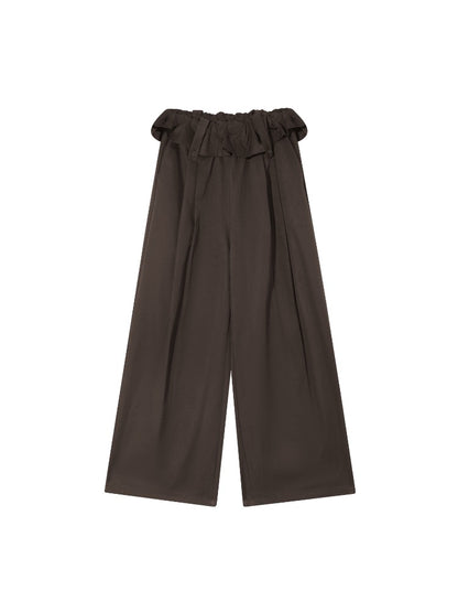 Brown &amp; Black Fold-Waist Balloon Pants