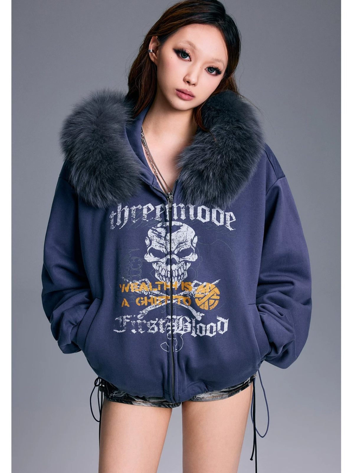 Hooded Fur Collar Oversized Jacket