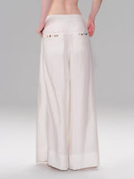 Beige Pleated Accordion Pants