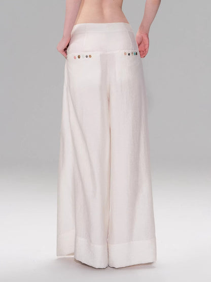 Beige Pleated Accordion Pants