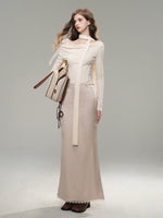 Lace Satin Midi Skirt