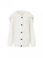 Fox Fur Large Notch Collar Cardigan