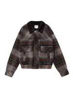 Plaid Wool-Blend Lapel Jacket