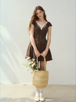 Green & Brown "Seaside Reading" Dress