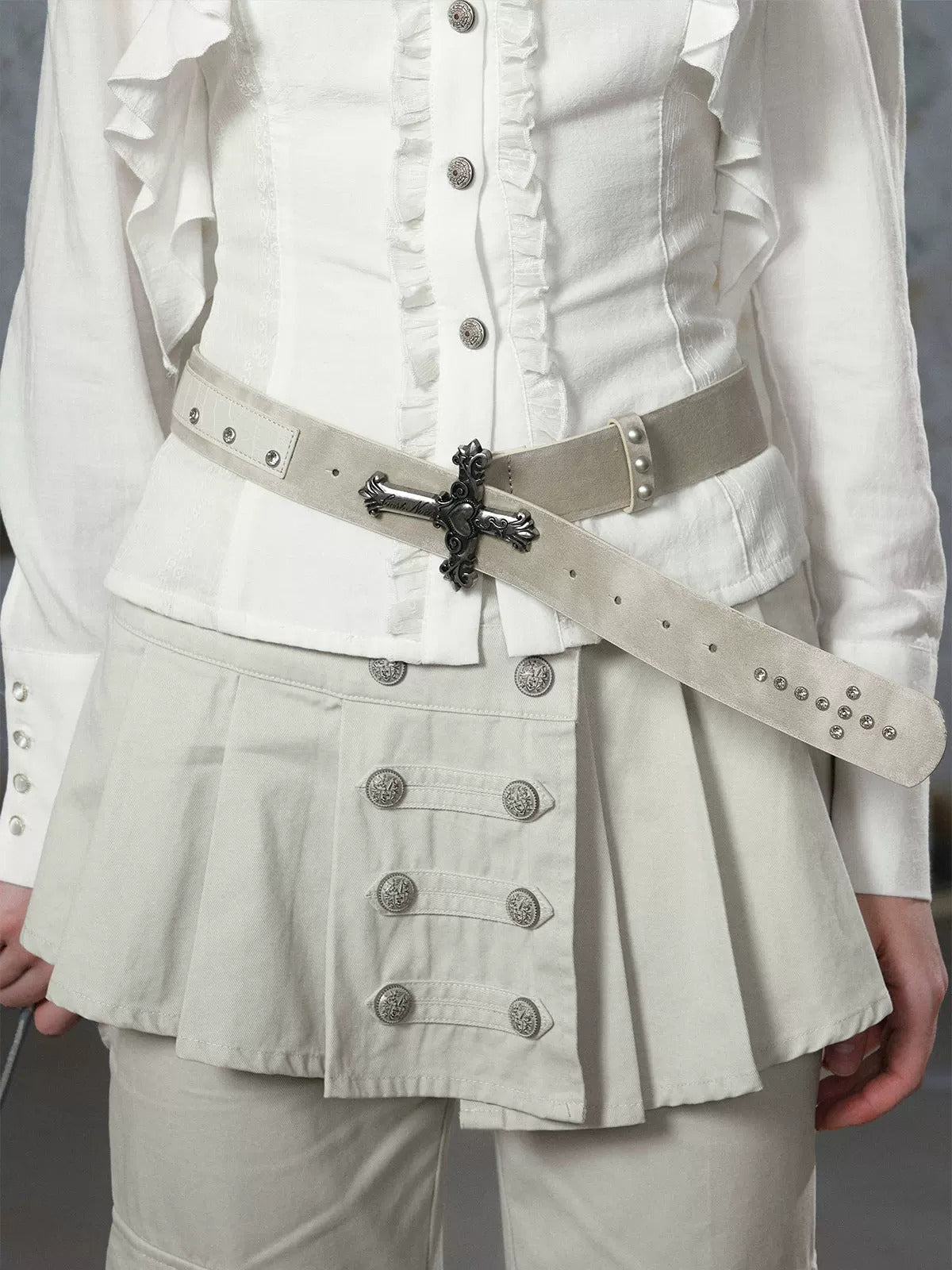 Vintage Cross Studded Leather Belt