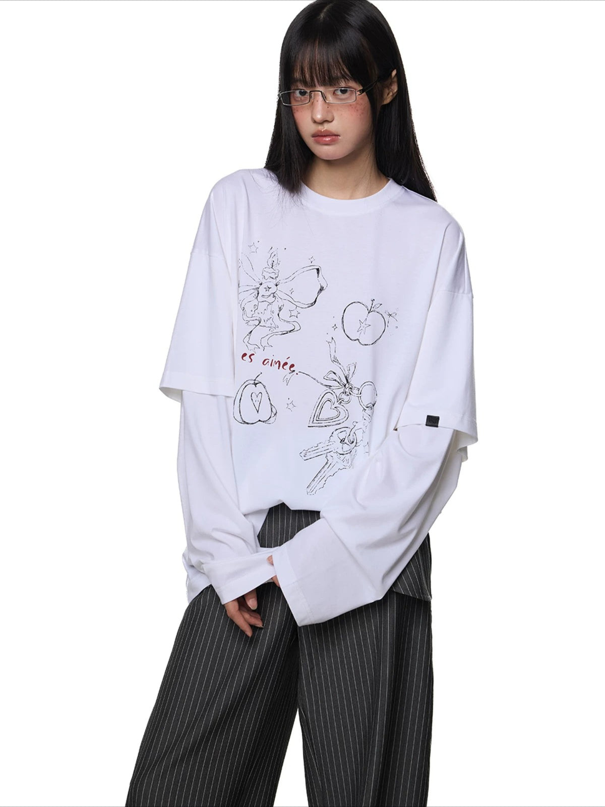 Printed Layered Long Sleeve Tee
