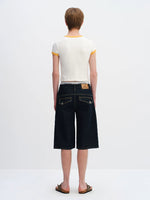 Raw Denim Cropped Straight Pants