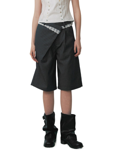 Striped Lace Bermuda Shorts