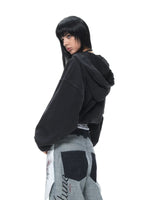 Vintage Washed Cropped Zip Hoodie