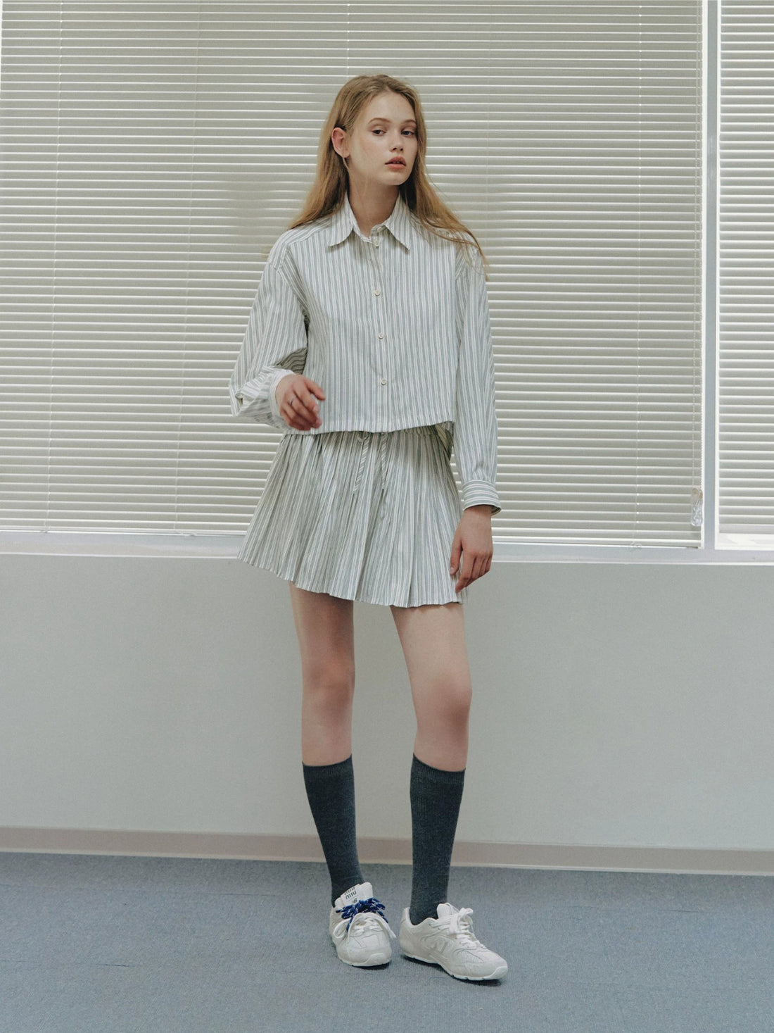 Striped Loose Shirt &amp; Skirt Set