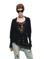 Black Acetate Cashmere Cardigan
