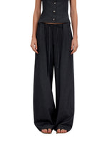 Pleated Drawstring Wide Trousers