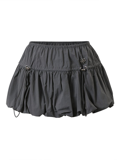 Drawstring Elastic Waist Puff Skirt
