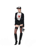 Black Acetate Cashmere Cardigan