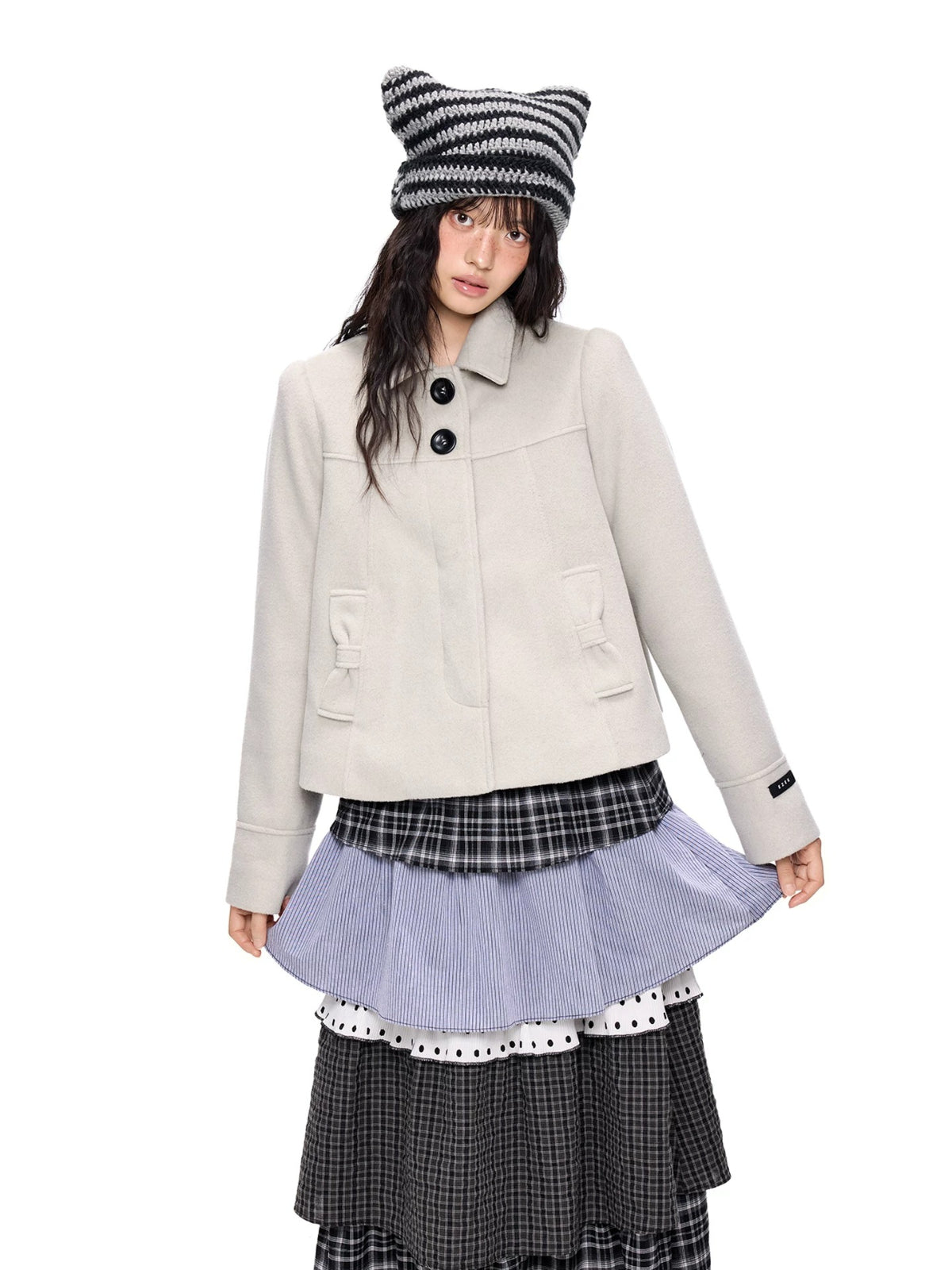 Korean Wool Blend Short Coat