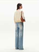 Airy Denim-Yarn Gradient Knit Cardigan