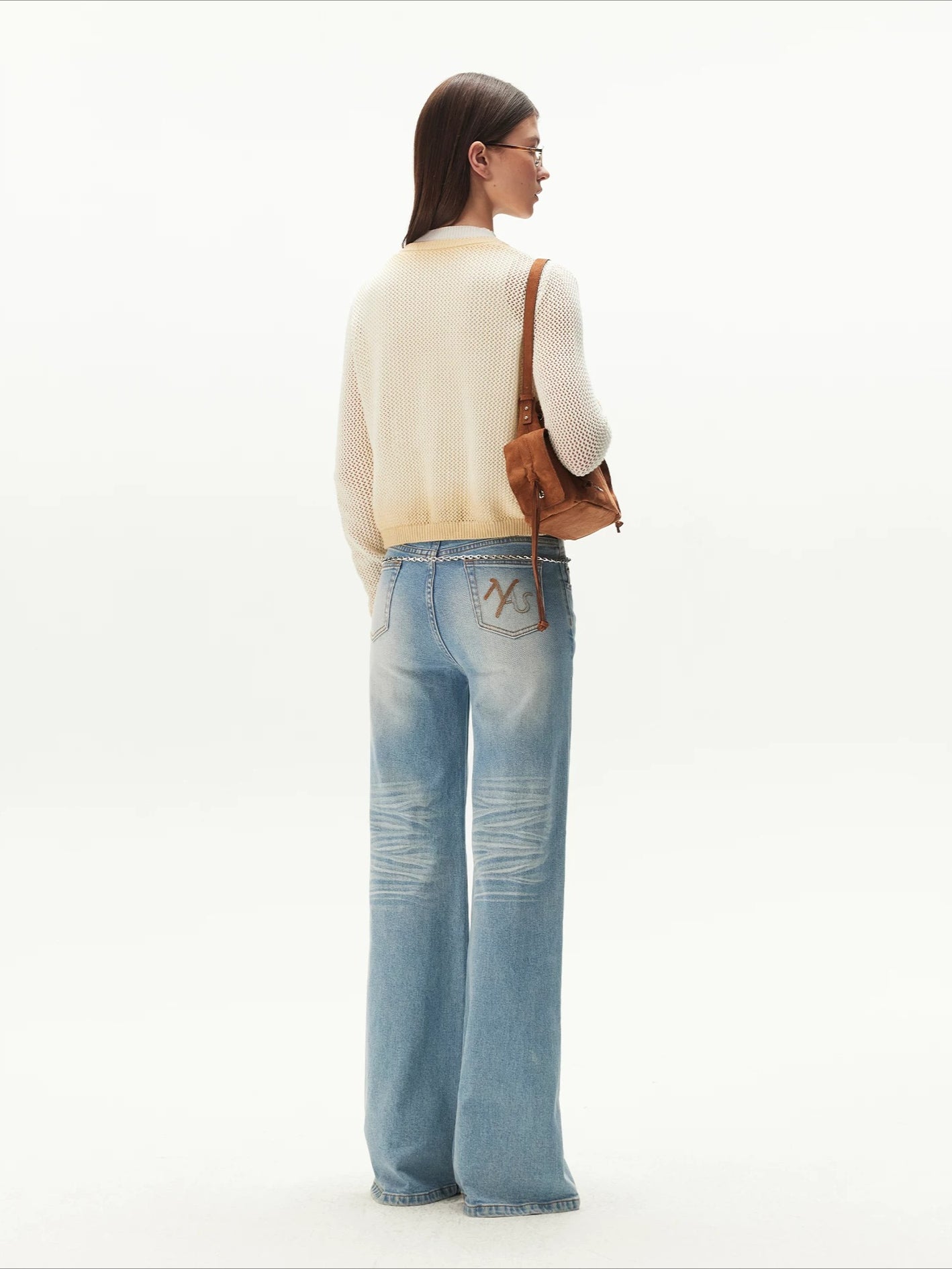 Airy Denim-Yarn Gradient Knit Cardigan