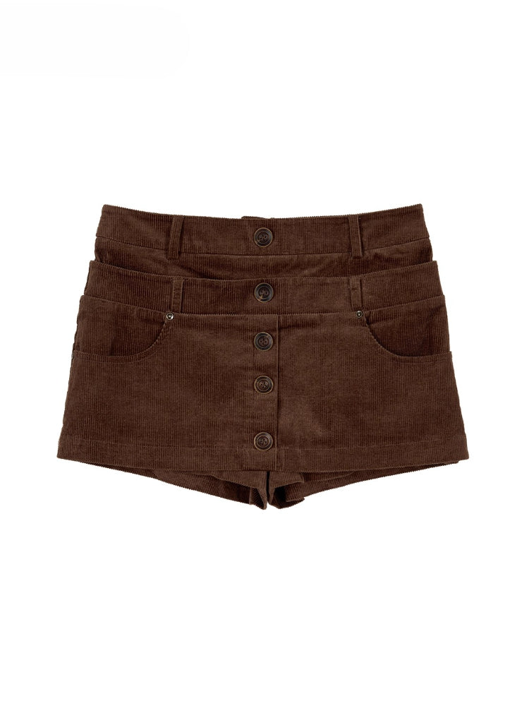 Corduroy Multi-Waistband Mini Skirt