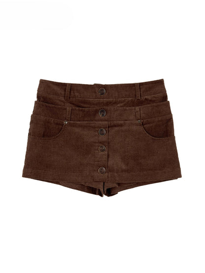 Corduroy Multi-Waistband Mini Skirt
