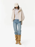 Shearling Collar Wool Cashmere Cape Coat