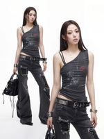 Distressed Asymmetric Tank Top