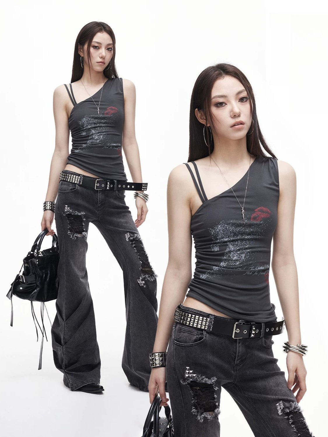 Distressed Asymmetric Tank Top