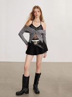 Pleated Mock-Layer Skirt