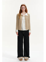 Cable Knit Layered Shirt Cardigan