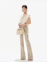 Gray V-Waist Slimming Flare Pants