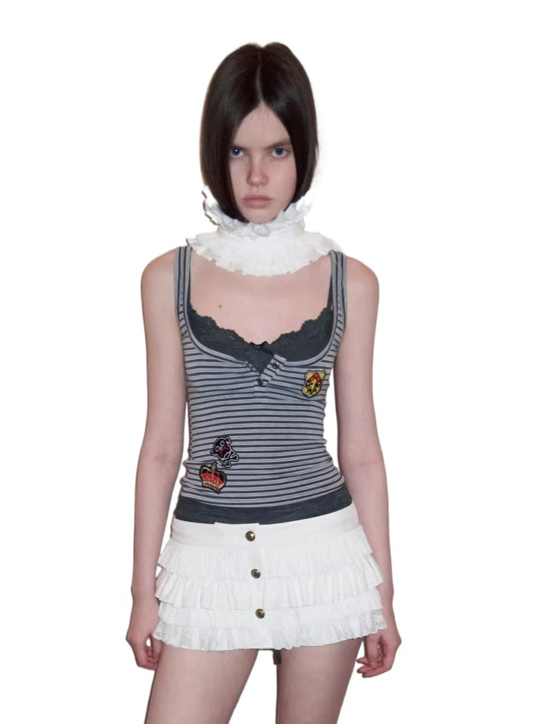 Lace Patchwork Knit Tank