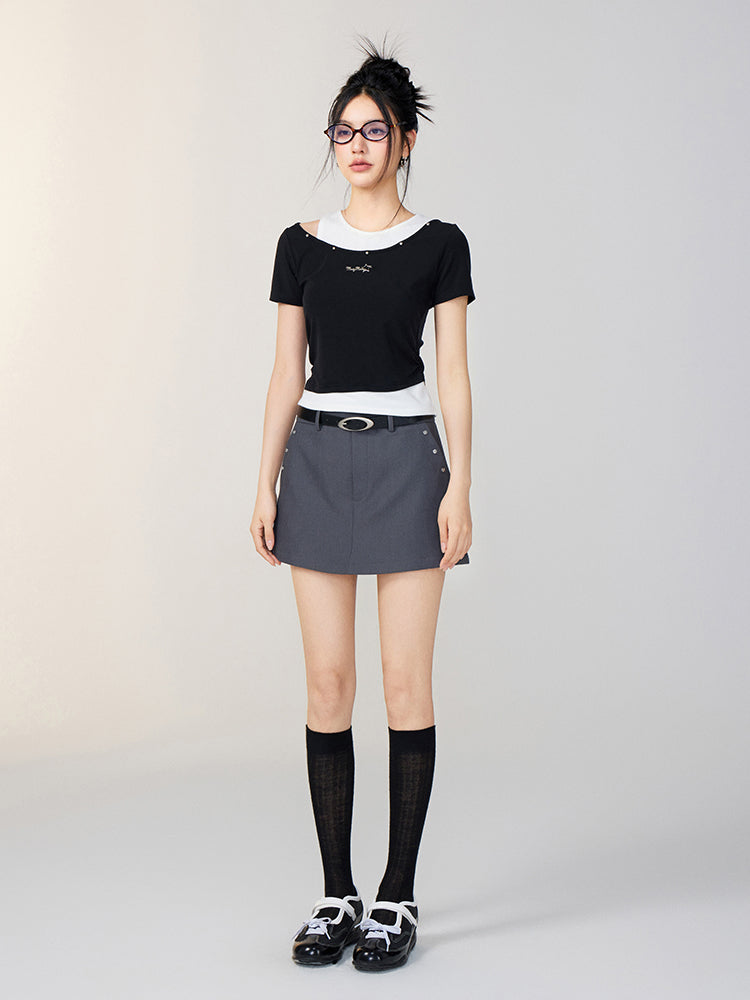 Faux Two-Piece Color-Blocked T-shirt