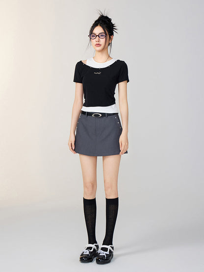 Faux Two-Piece Color-Blocked T-shirt