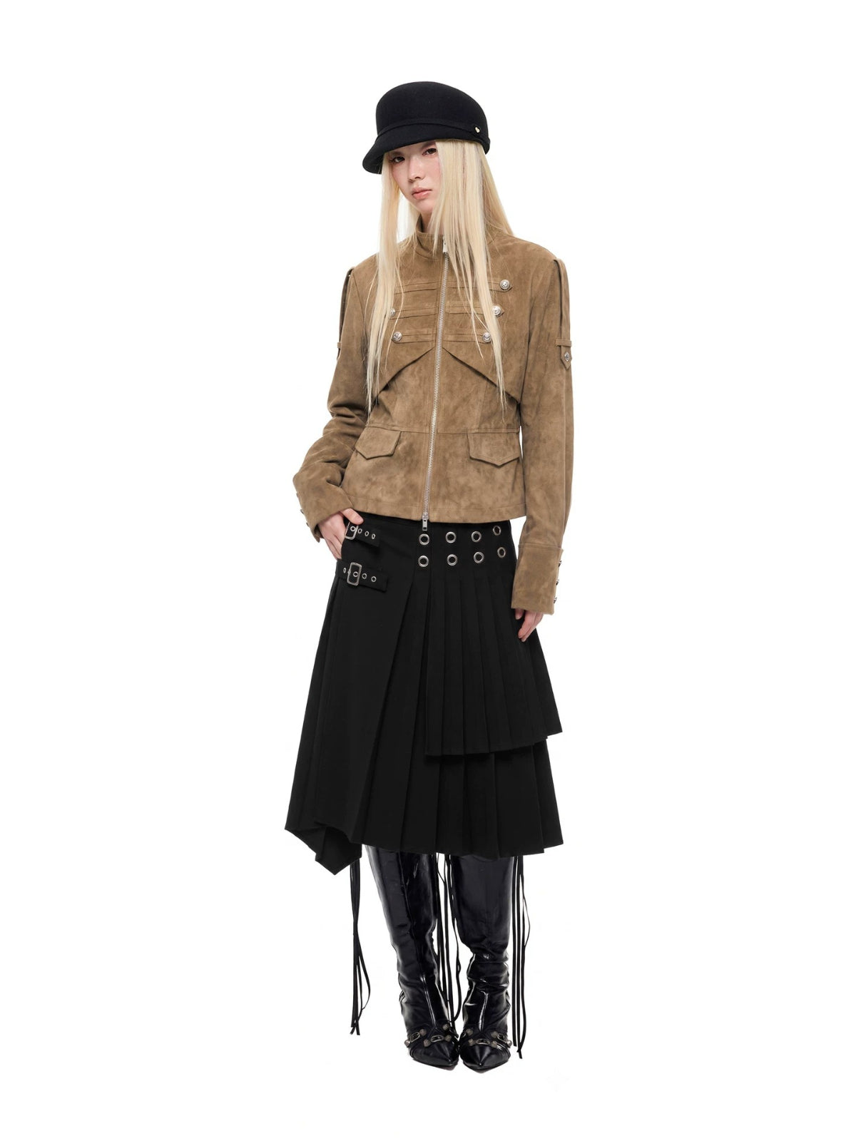 Vintage Suede Stand Collar Jacket