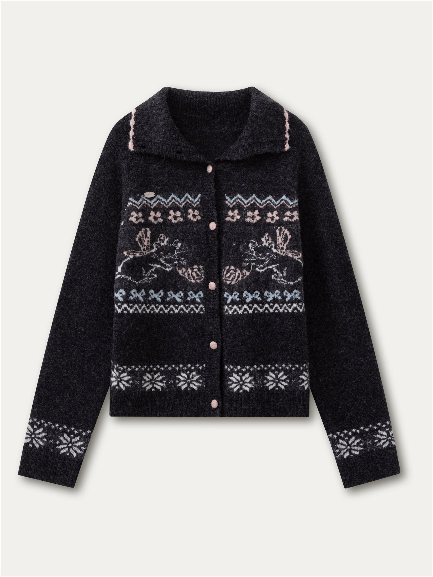 Gray &amp; Off-white Fair Isle Cat Knit Set