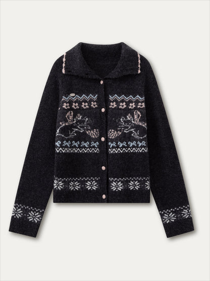 Gray &amp; Off-white Fair Isle Cat Knit Set
