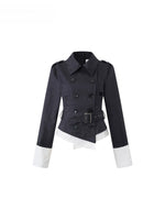 Faux Layered Cropped Trench Jacket