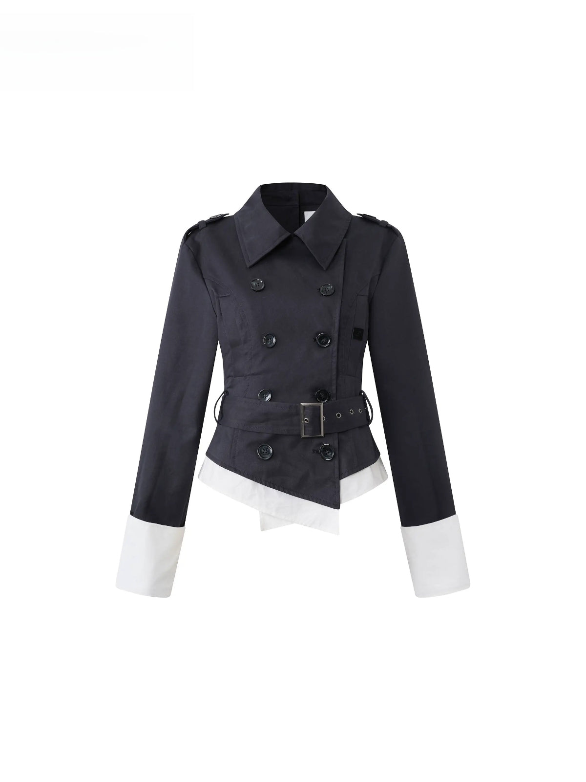 Faux Layered Cropped Trench Jacket